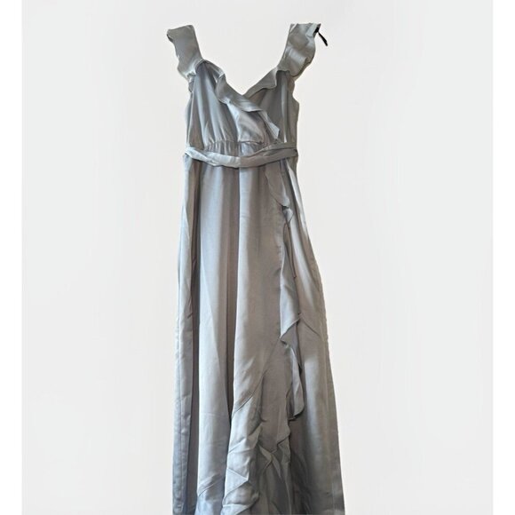 NEW Show Me Your Mumu Womens Samantha Ruffled A Line Wrap Dress Silver Luxe XS - Picture 6 of 16
